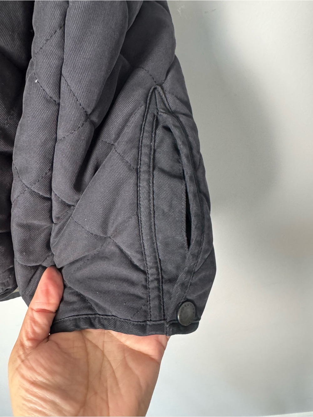 Vintage Nautica Quilted Barn Jacket Charcoal Corduroy Collar Cottage Farmer Fall - Picture 5 of 10